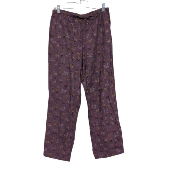 L.L. Bean Other - LL Bean Cat Lover Flannel Pajama Pants Womens Size Medium Purple Drawstring